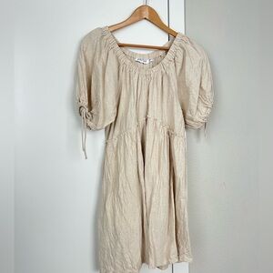 Petal and Pup Beige Puff Sleeve Dress